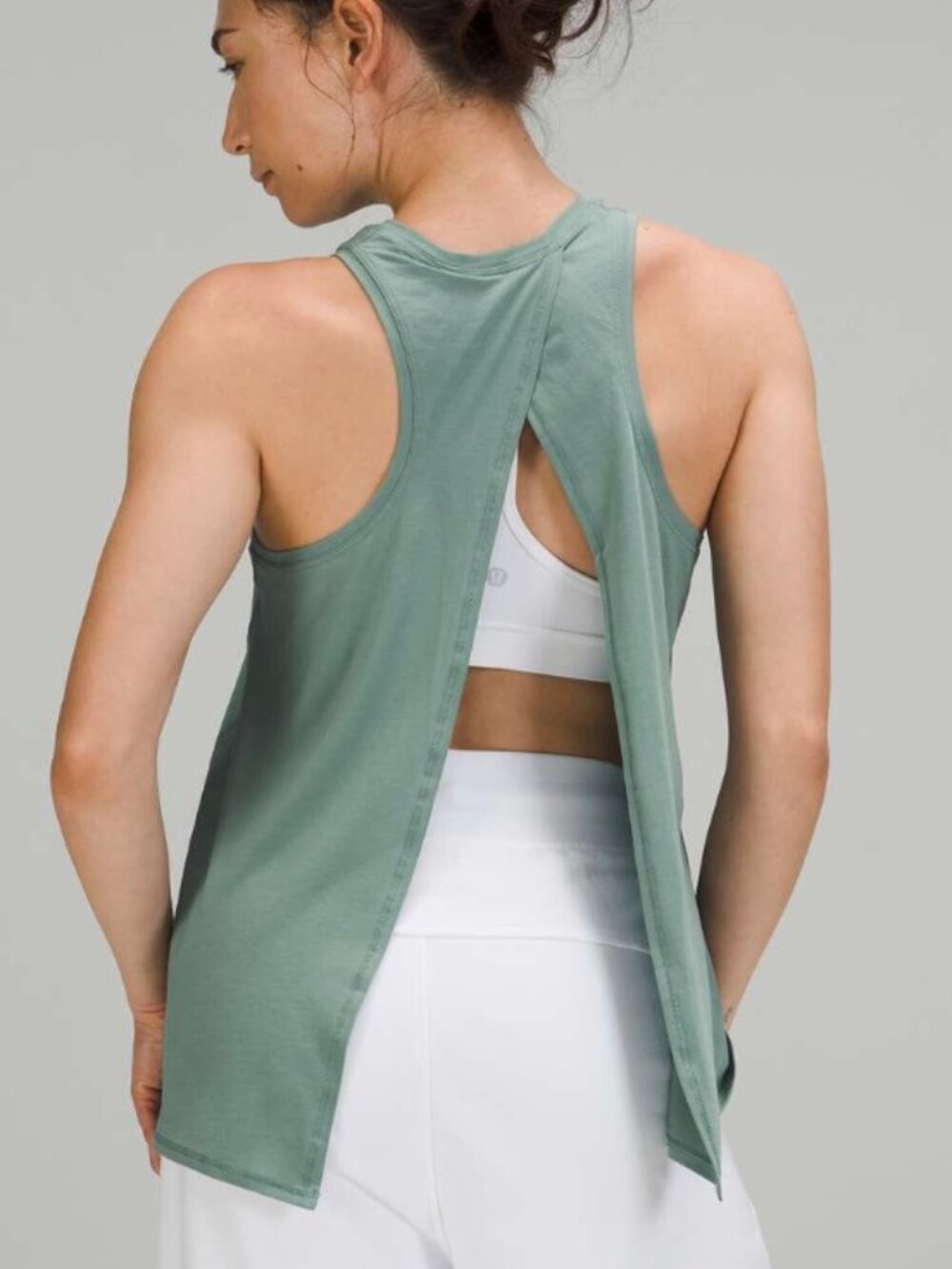 Lululemon All Tied Up Tank Top *Pima Cotton Tidewater Teal Size 6/8  EUC